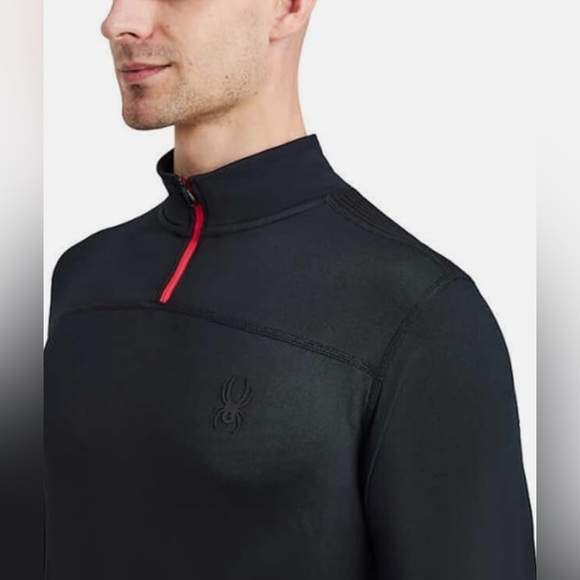 SPYDER ACTIVE 1/2 ZIP PERFORMANCE PULLOVER. Sz. L BLACK/RED. - Picture 3 of 9